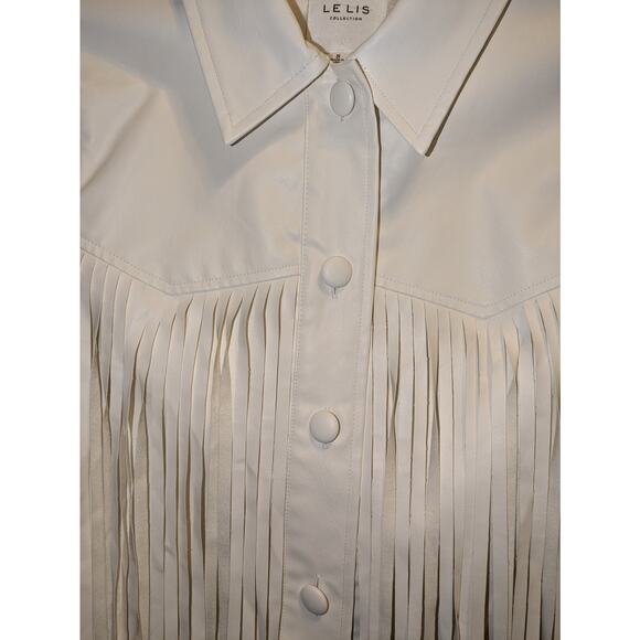 LE LIS Vegan Leather Fringe Jacket Size S - Picture 4 of 6